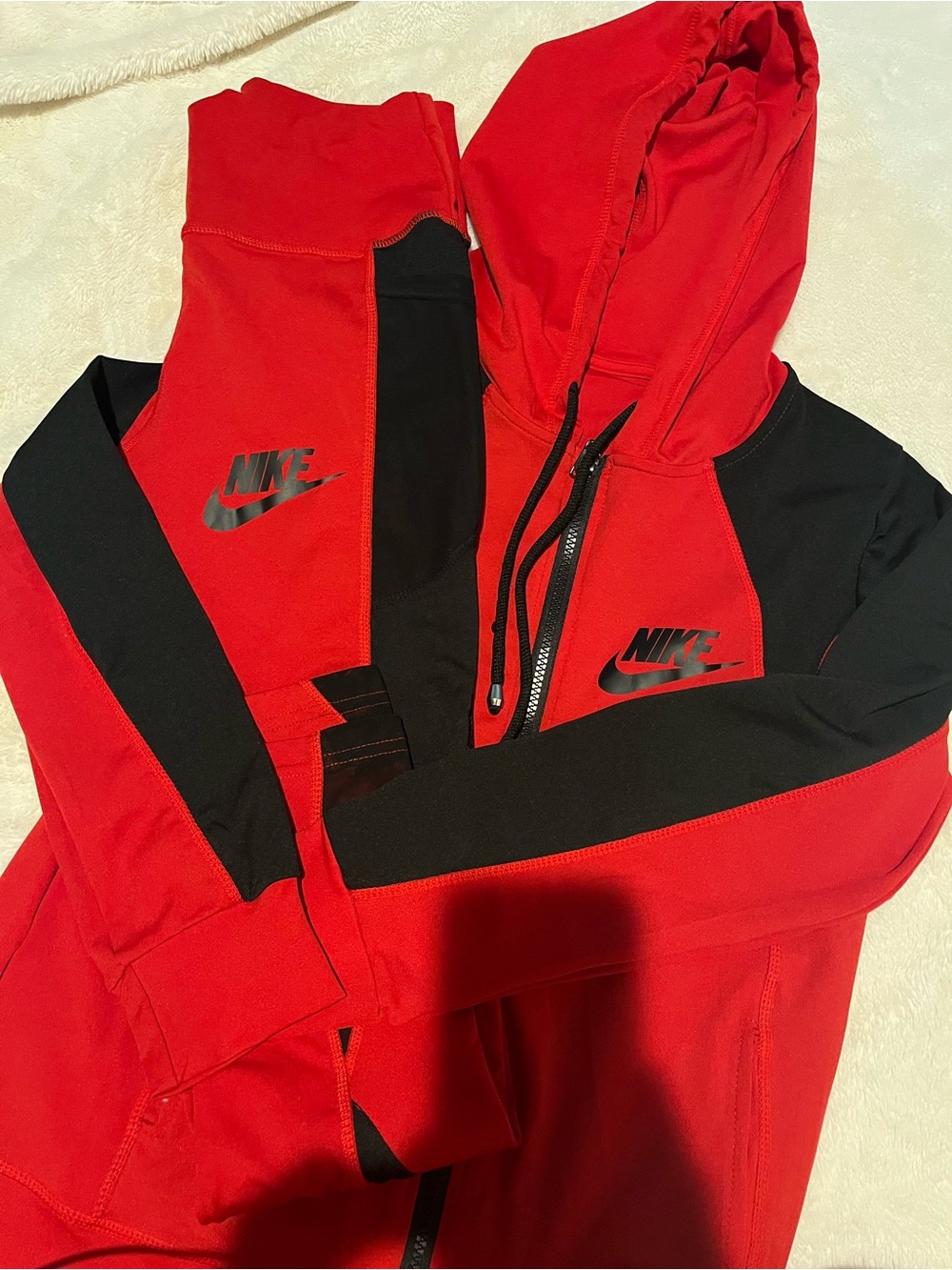 Nike Red and Black Leggings and Jacket